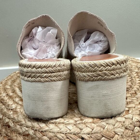 Aquatalia Whitney Platform Slides Stone Suede Jute Rubber Size 9 - Picture 6 of 10